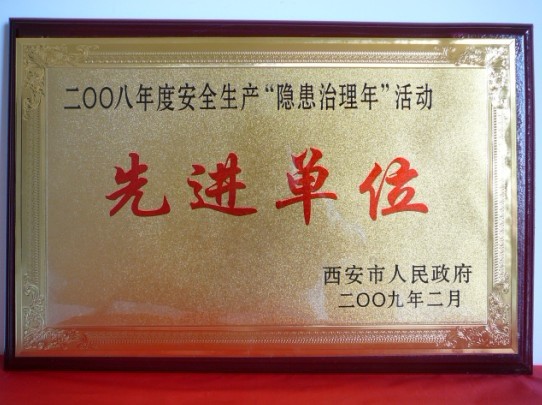 2009年2月，被西安市人民政府評為2008年度安全生產(chǎn)“隱患治理年”活動先進(jìn)單位